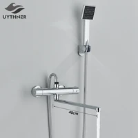 Thermostatic Shower Set Black/Chrome Brass Wall Mounted Bathroom Shower Thermostat Mixer Valve Handle Spray Bathroom Accessories 1