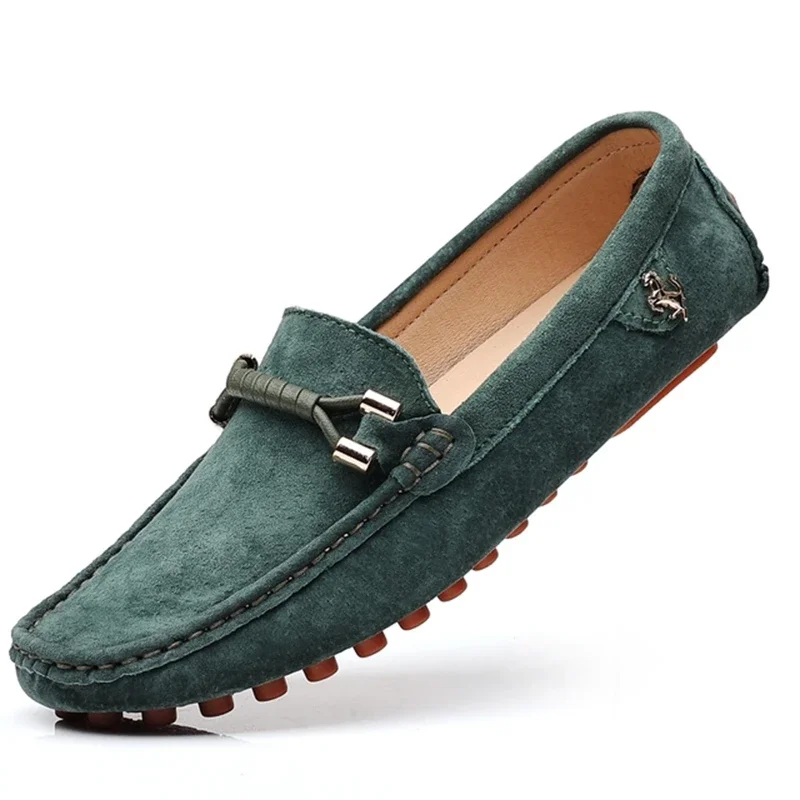 

Green Loafers Men Design Suede Loafers Genuine Leather Slip On Moccasins Comfy Driving Shoes For Men Chaussure Homme