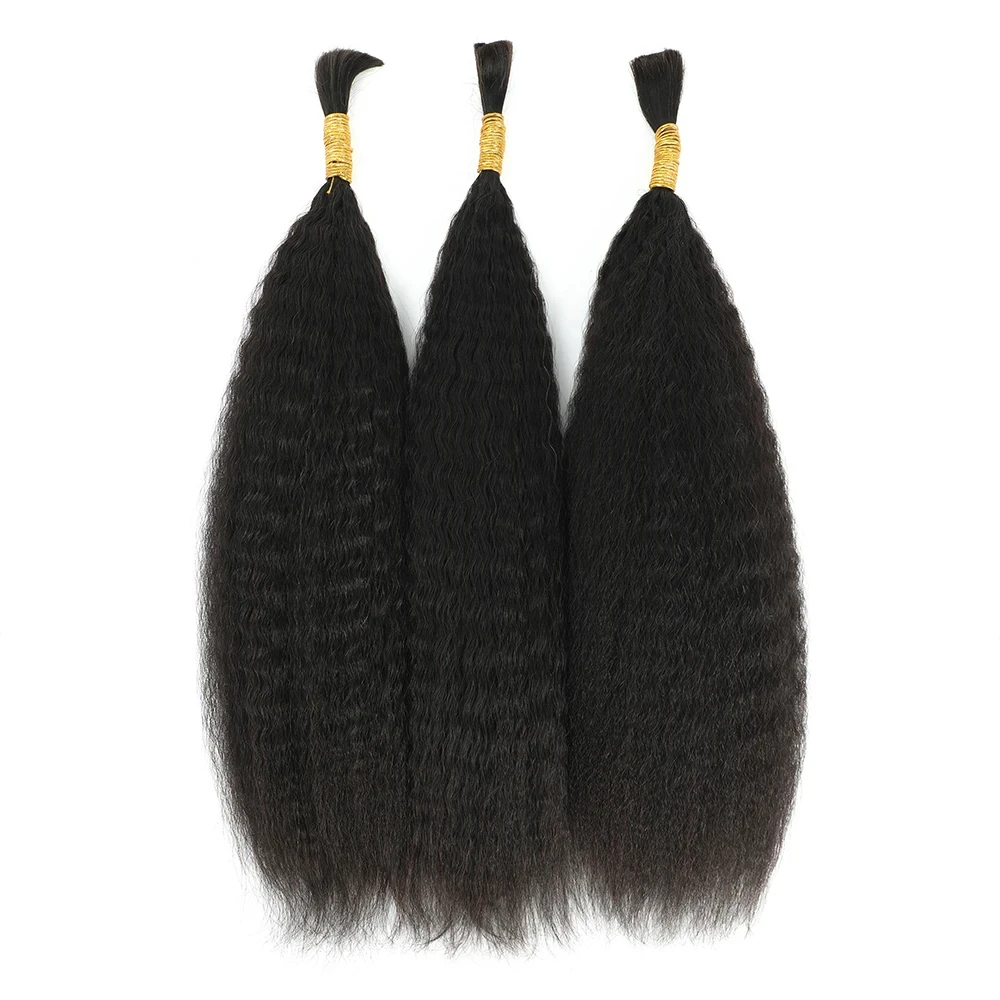 Kinky Straight Human Braiding Hair Extensions Brazilian Remy