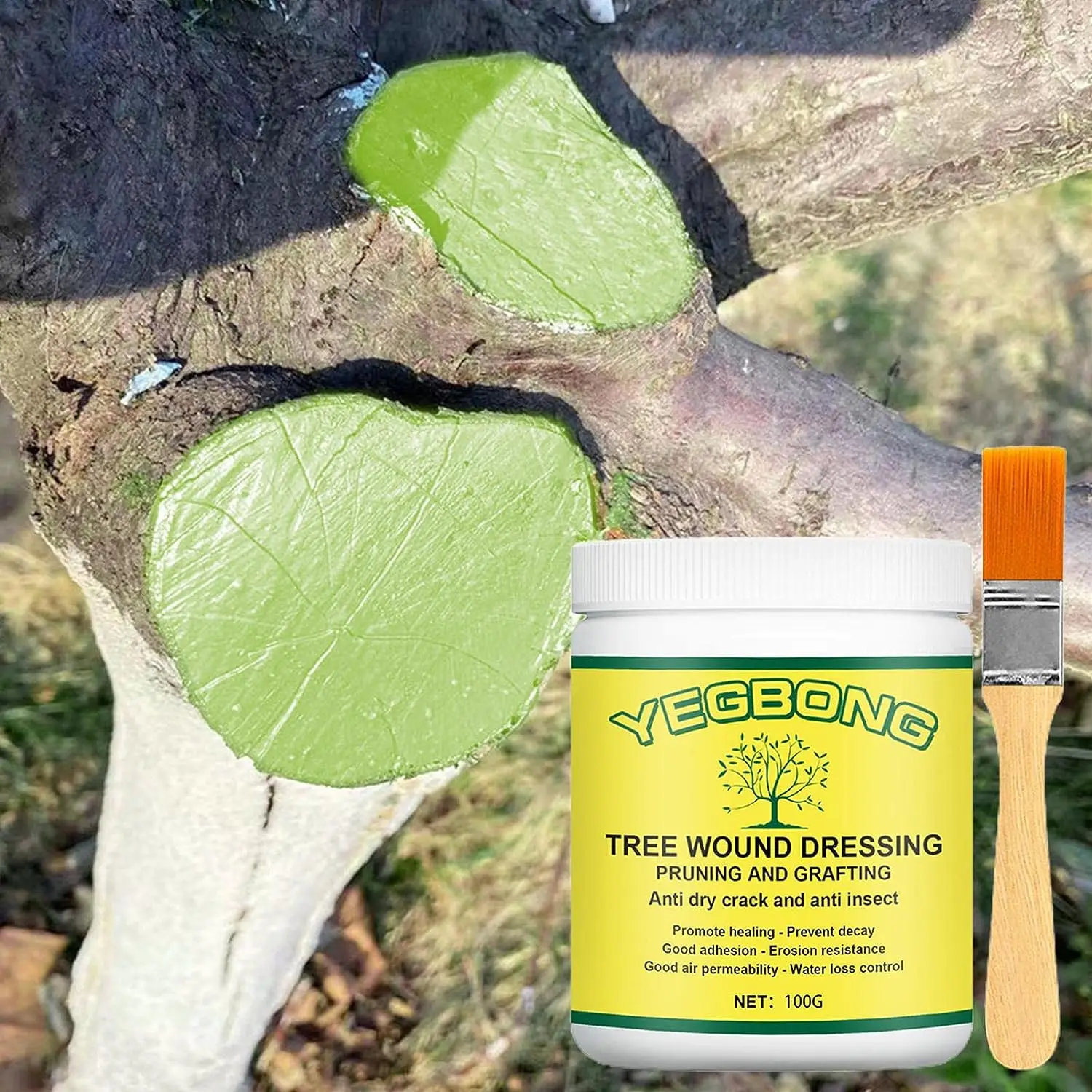 Tree Wound Sealer For Plant 100g Tree Grafting Wax Smear Agent With Brush  Bonsai Cut Paste Smear Agent Pruning Cut Healing And P - AliExpress