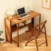 Comfort corner Collapsible Desk for Small Spaces,Bamboo Folding Writng Working Computer Desk,Expandable Design with Shelves 3