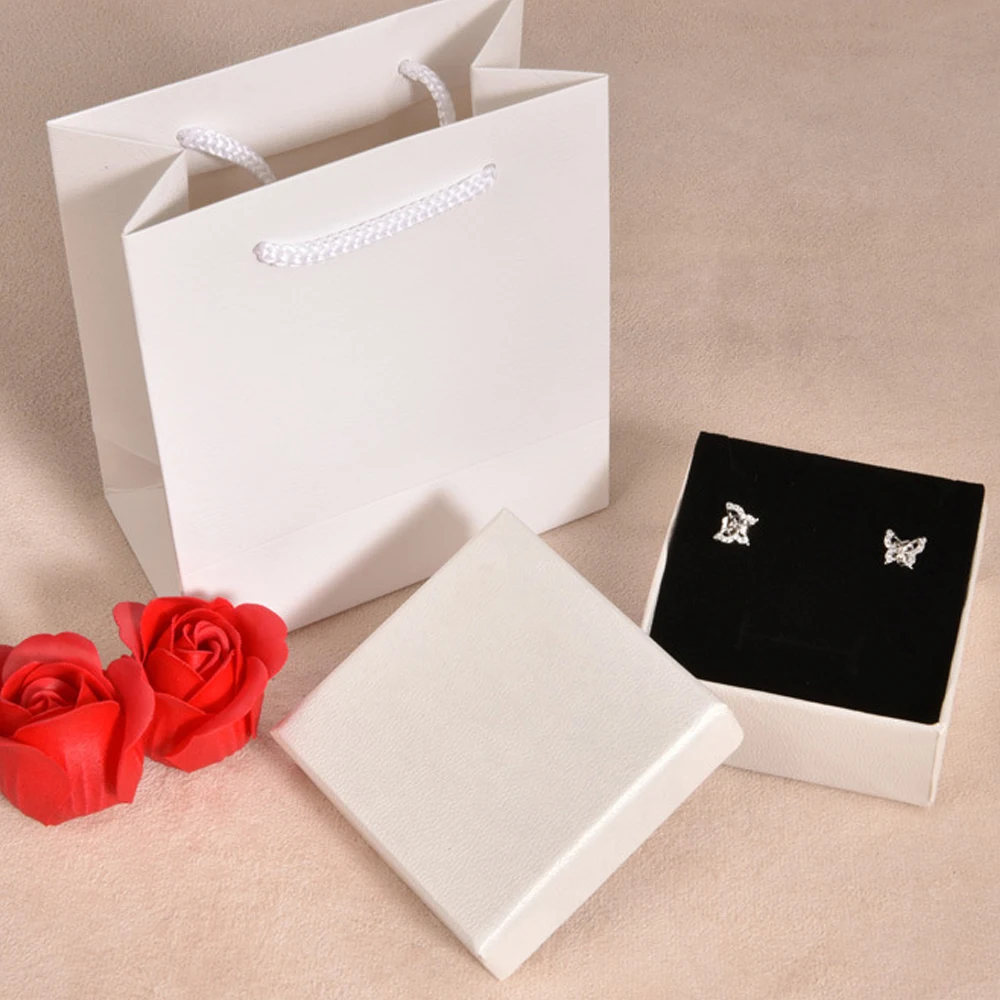 12Pcs Jewelry Cardboard Gift Box Square Rectangle Ring Necklace Bracelets Earring Storeage Packaging Carton Box DIY Accessories
