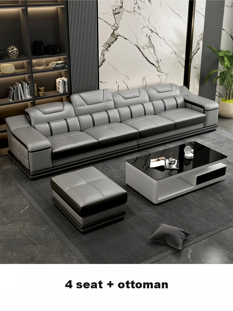 Sleeper Sofa Elegance Genuine Leather Set for Your Living Room