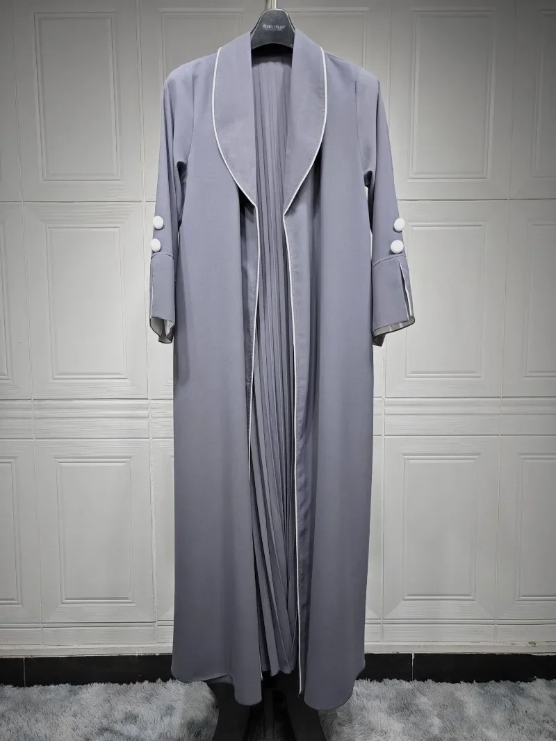 2024 New Muslim Fashion Dubai Abaya Kaftan Solid Color Leisure Robeffemme Musulmane Elegant Ladies Long Dress Islam Clothes Robe