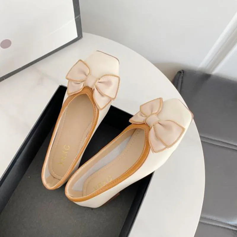 Fashion Flats for Women Single Shoes Butterfly-knot Soft Comfortable Women Flats Slip-on Ladies Boat Shoes Plus Size 41 A4883 5
