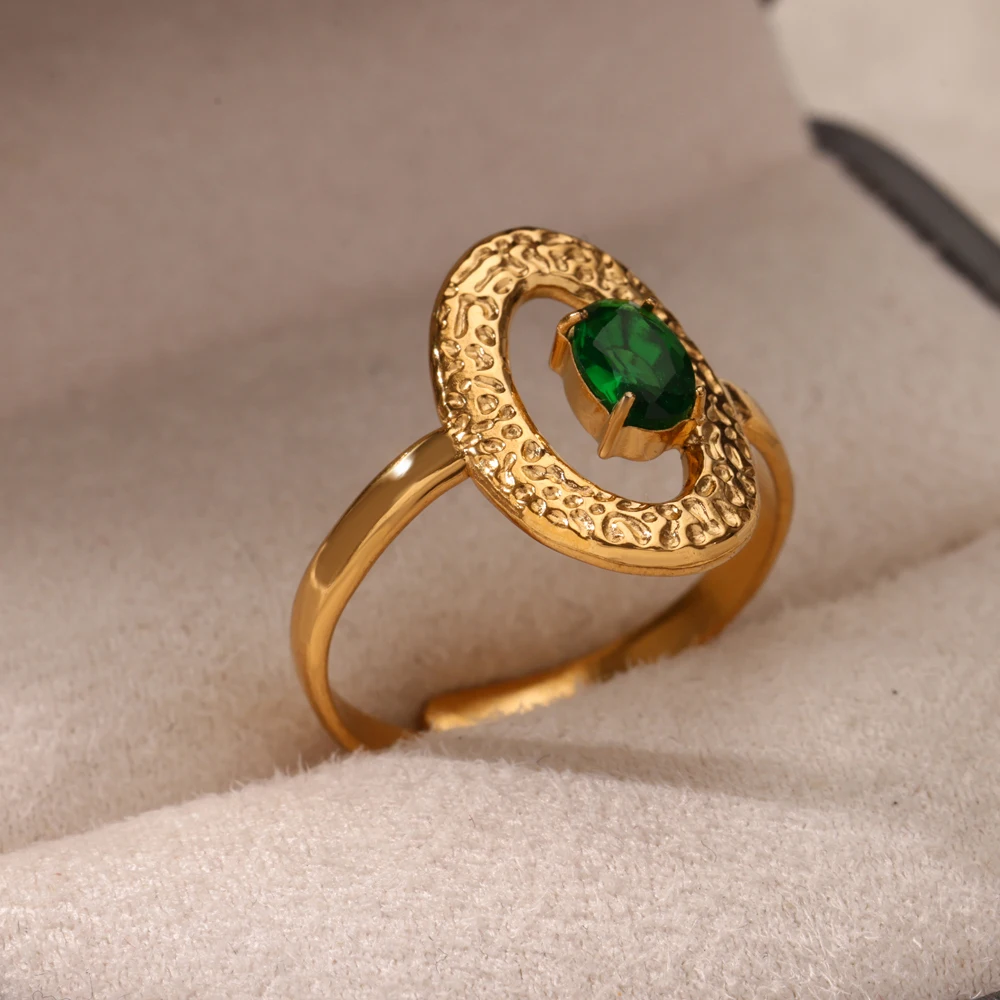 Zircon Green Oval Rings For Women