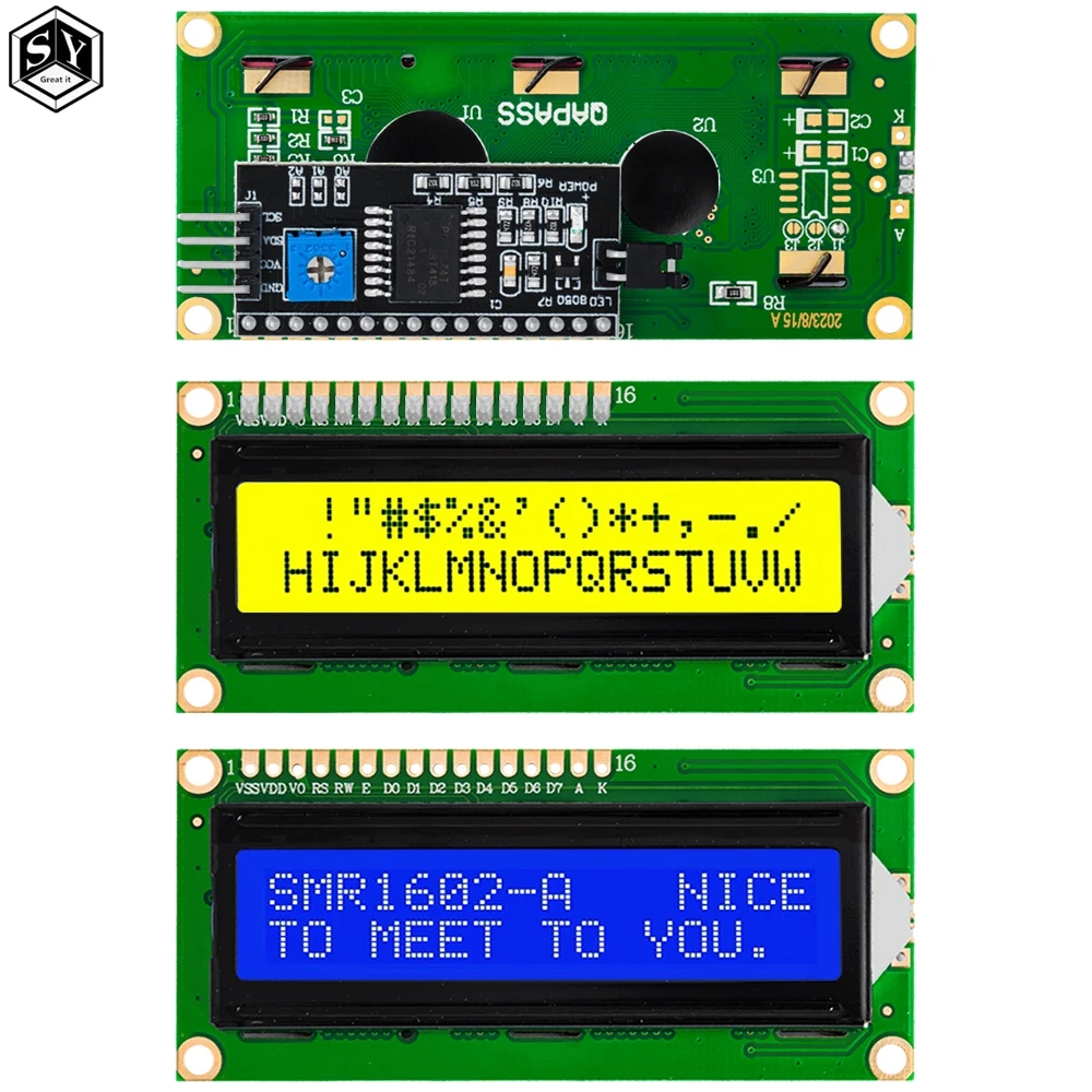 LCD Display Module, Adapter Board-LCD1602+I2C LCD 1602 module Blue/Green screen PCF8574 IIC/I2C Adapter plate
