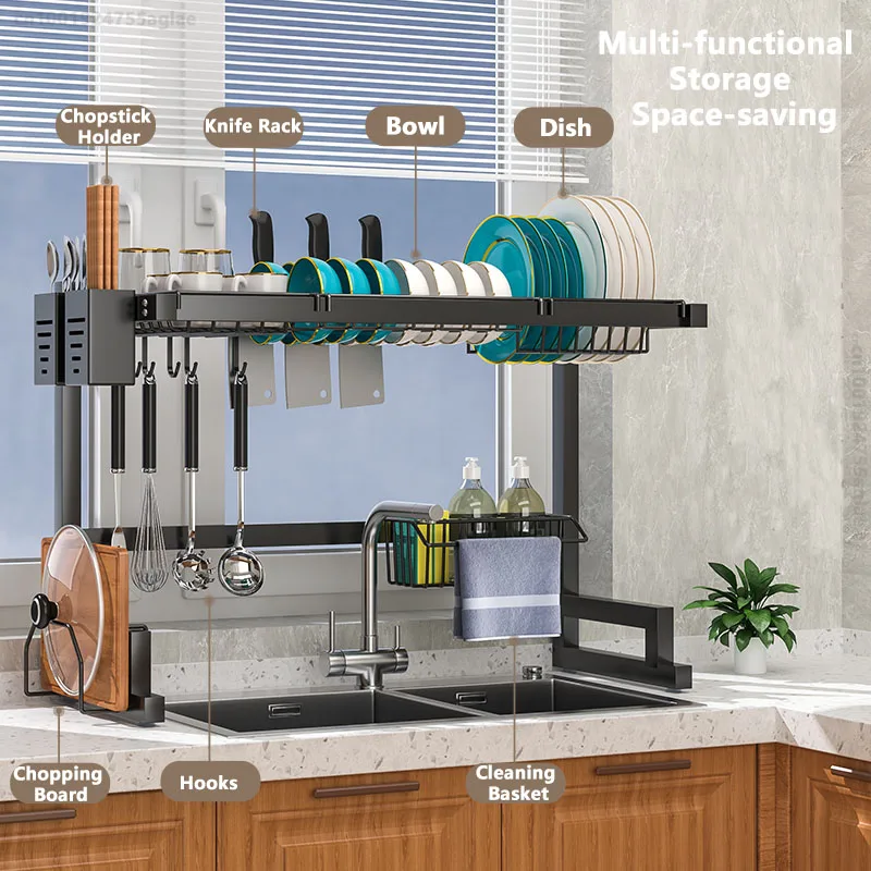 Kitchen Storage Rack Sink Dish Drying Holder Bowl Dish Chopsticks Organizer Shelf Cutlery Drain Rack Kitchen Countertop Rack 2