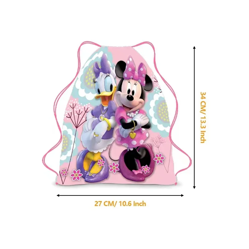6/24 piezas Disney The Red Minnie Mickey Mouse regalos de fiesta de cumpleaños bolsas con cordón no tejidas para niños mochilas escolares de natación