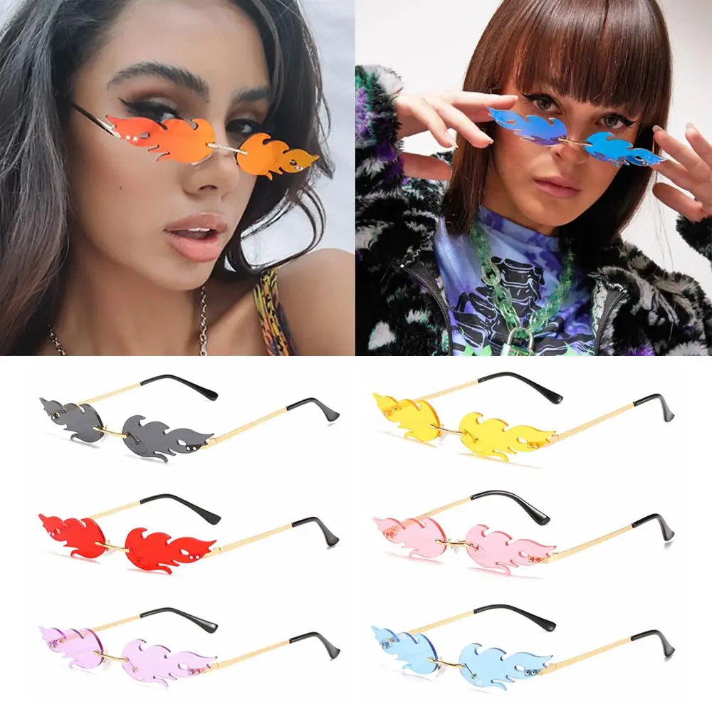 Novelty Eyewear Cosplay Rimless Metal Sunglasses for Women Fashion