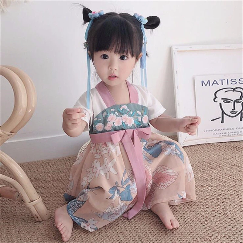 

Baby Girls Cheongsam Dress Kids Hanfu Chinese Style Printed Embroidery Dresses for Girl Princess Wedding Party Clothes