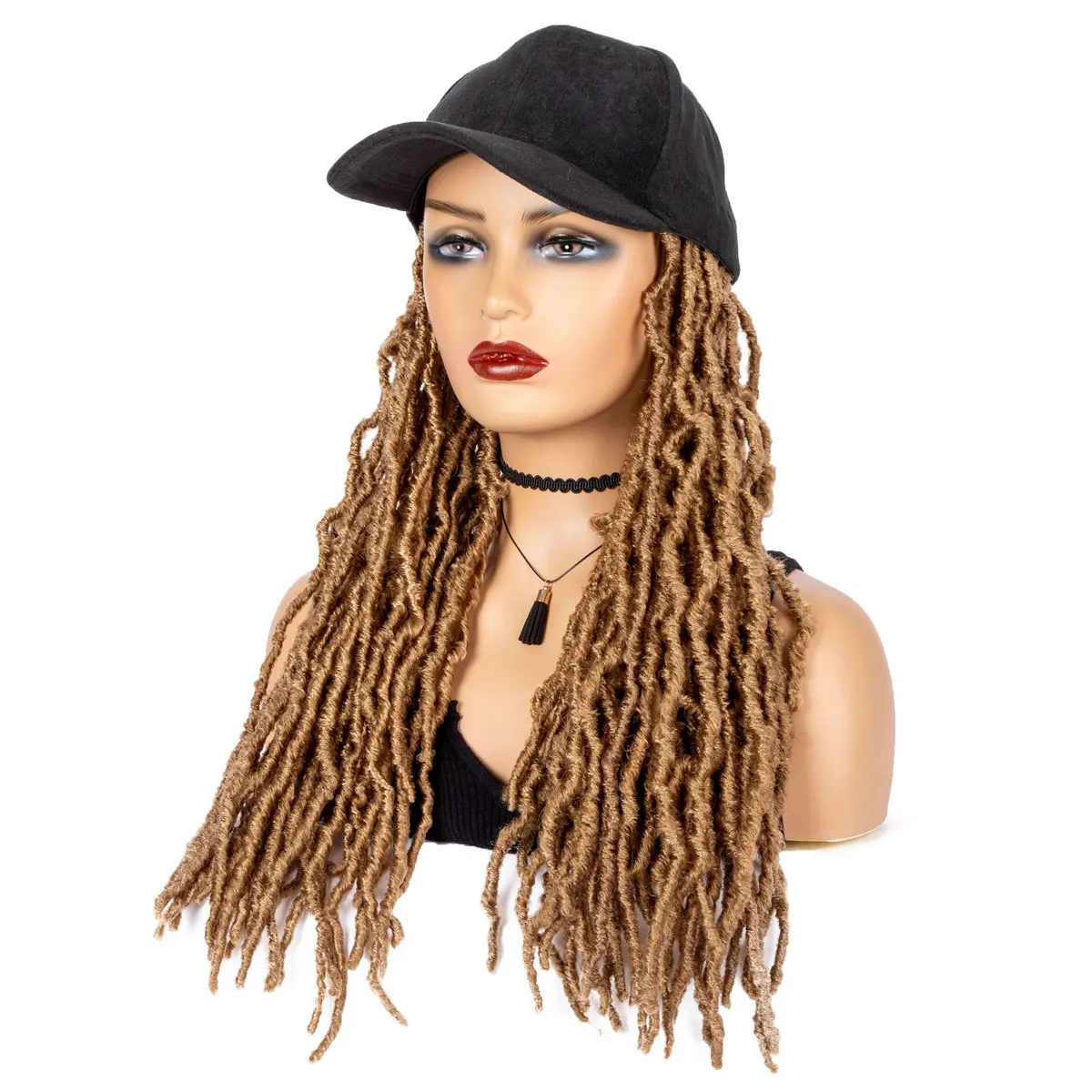 Synthetic Hair Wigs Braided Baseball Cap Wig Soft Faux Locs Hair Extensions With Hat For Afro Black Women 27#
