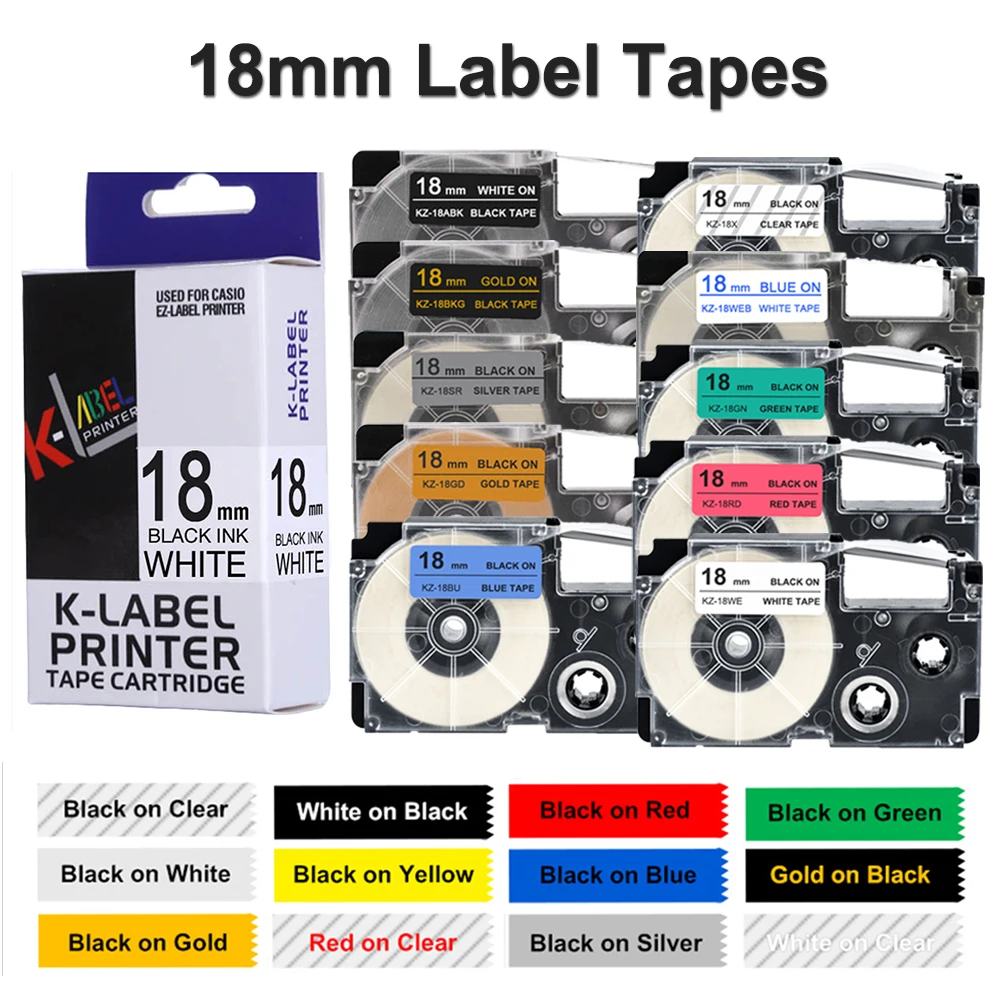 thumbnail image 2 of Casio XR-18BKS Nameland Label Writer Genuine Tape, 0.7 Inches... 2 of 14