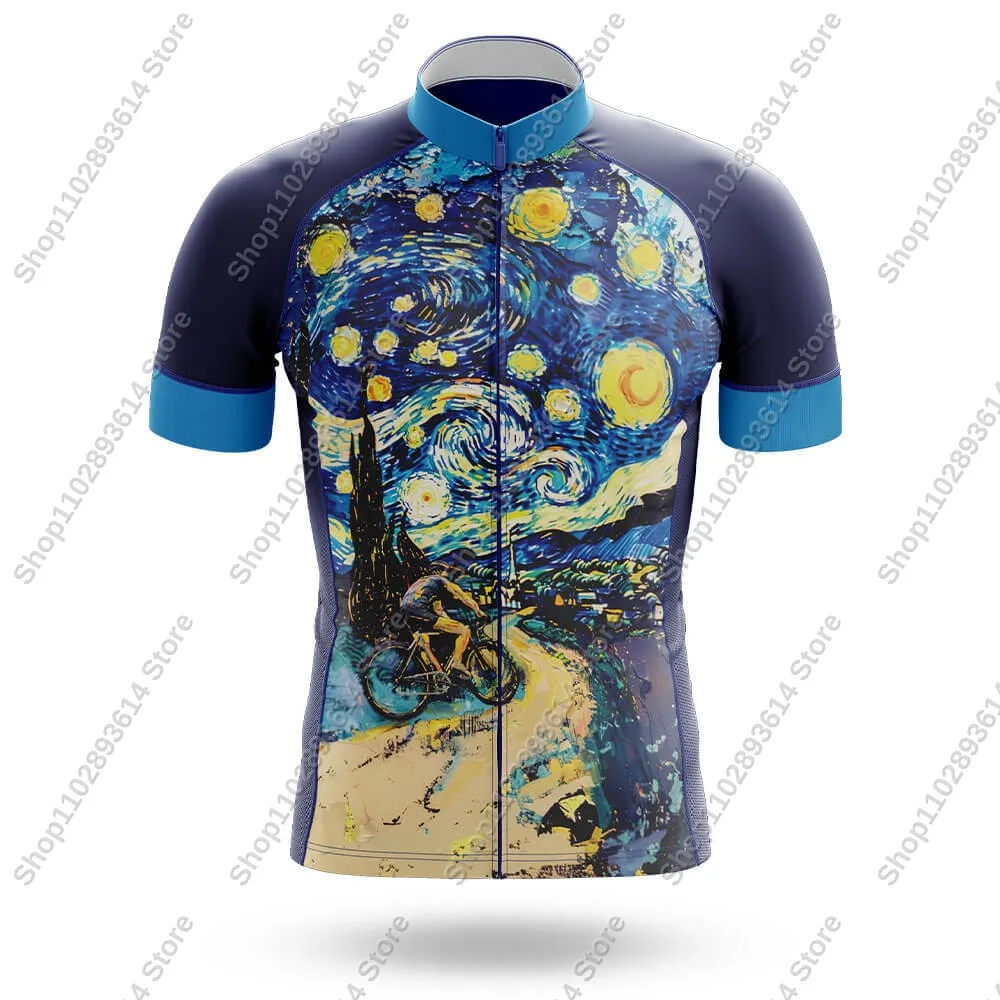 Starry-Night Cycling Jersey Set 2025 Clothing Summer Men Road Bike Shirts Suit Bicycle Bib Shorts MTB Ropa Maillot 4