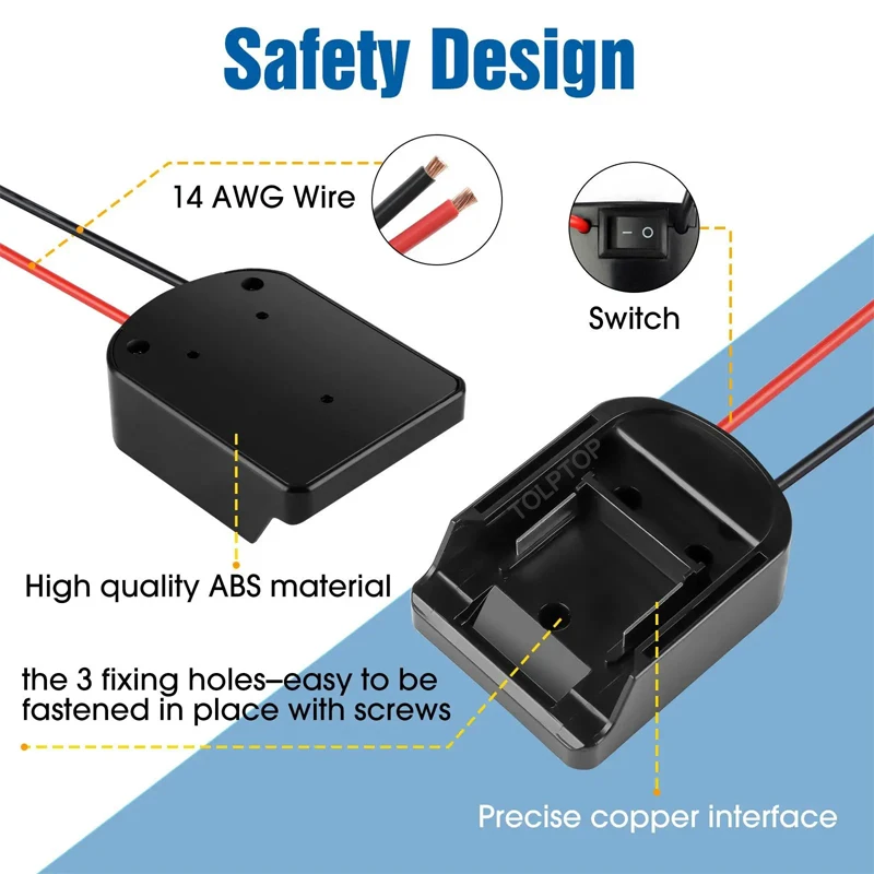 마키타용 DIY 파워 휠 어댑터, 리튬 이온 배터리, 전원 커넥터 도크 거치대, 14 Awg 와이어, 10.8V, 14.4V, 18V, 40V