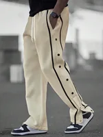 Pantalon long décontracté pour homme, coupe droite, printemps-automne, avec boutons et cordon de serrage ajustable à la taille, idéal pour le sport et le quotidien 6