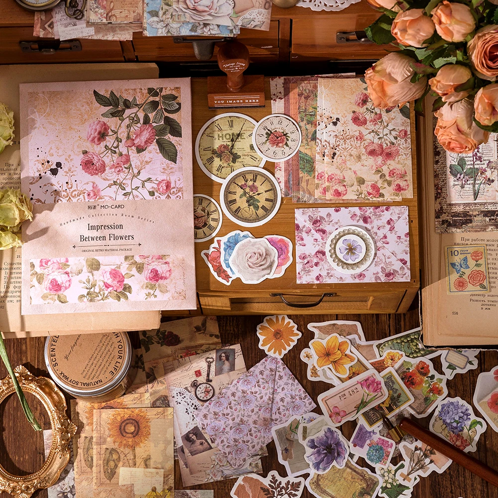 Vintage Scrapbooking Stickers 100pcs Material Paper Combo Kit DIY Collage Junk Journal Decor Diary Materials Aesthetics Stickers stickers scrapbooking supplies scrapbooking paper