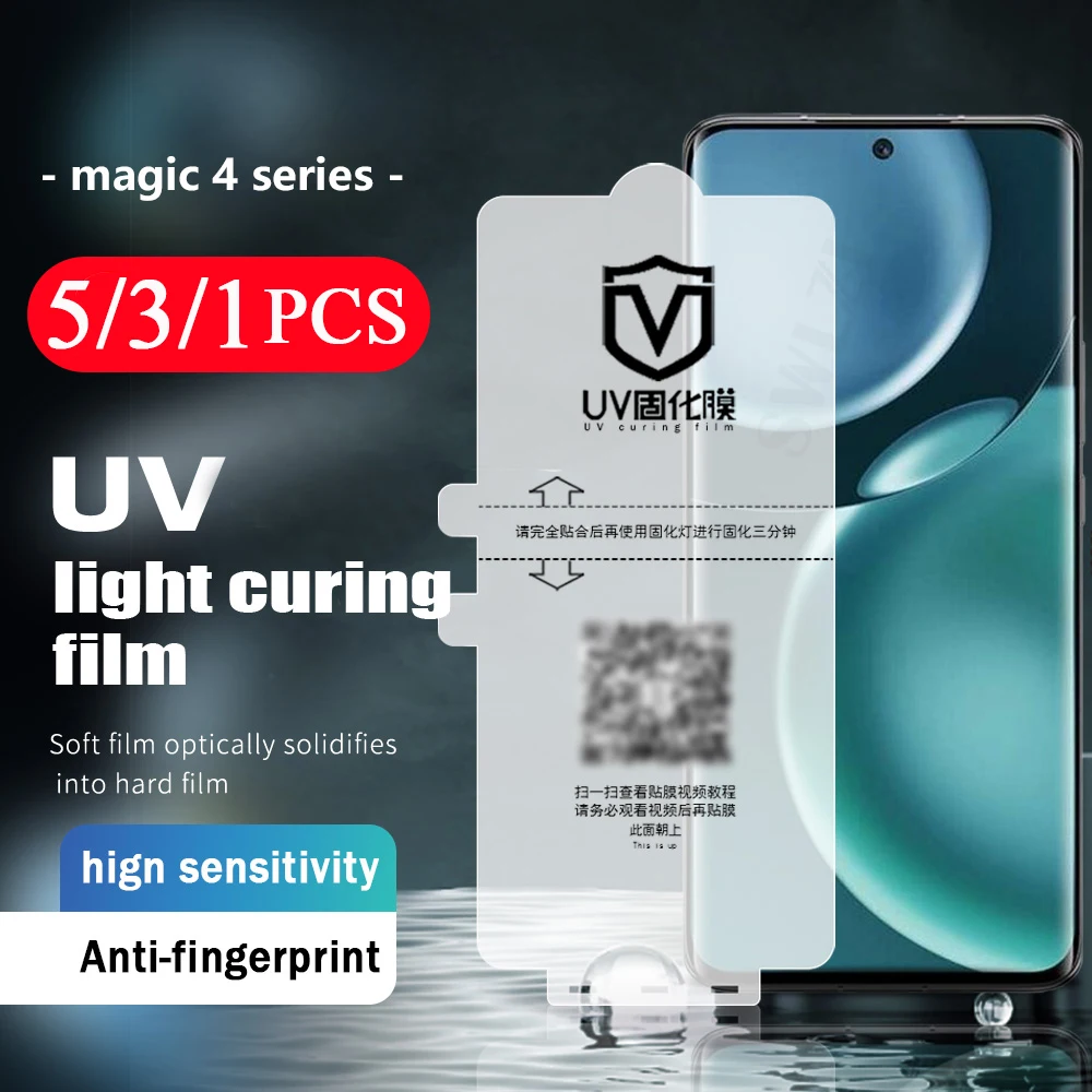 

5/3/1Pcs For Honor X40 magic 5 4 pro plus Ultimate 3 UV light curing film V40 lite full cover phone screen protector Not Glass