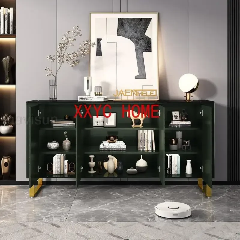 Vintage Dark Green Entrance Cabinet Light Luxury Style Living Room Simple Modern Slate Decorative Sideboard Kitchen Furniture