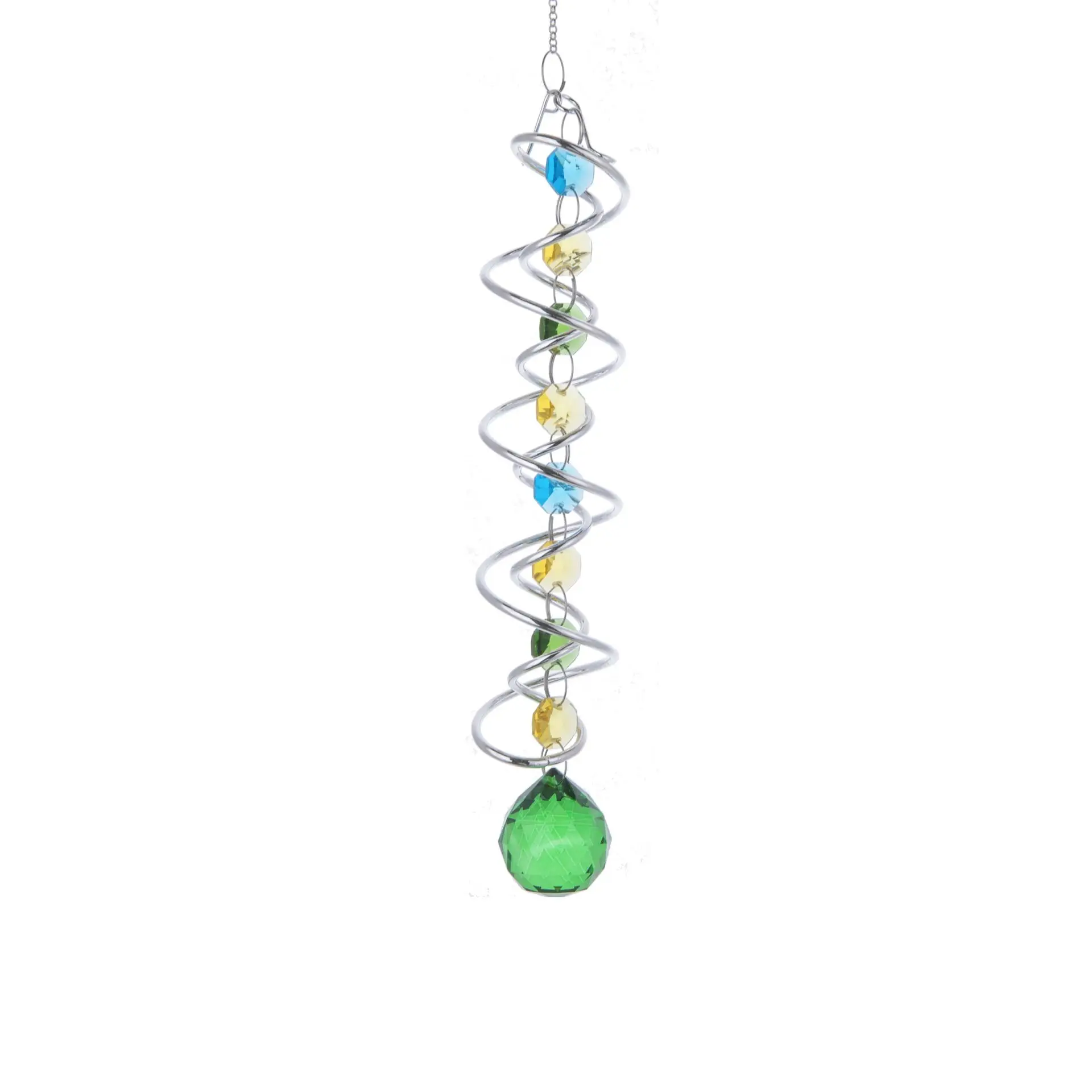 Crystal Suncatcher 3D Spiral Tailwind Spinning Crystal Ball Eternal Power Wind Clock Rainbow Made Hanging Decora