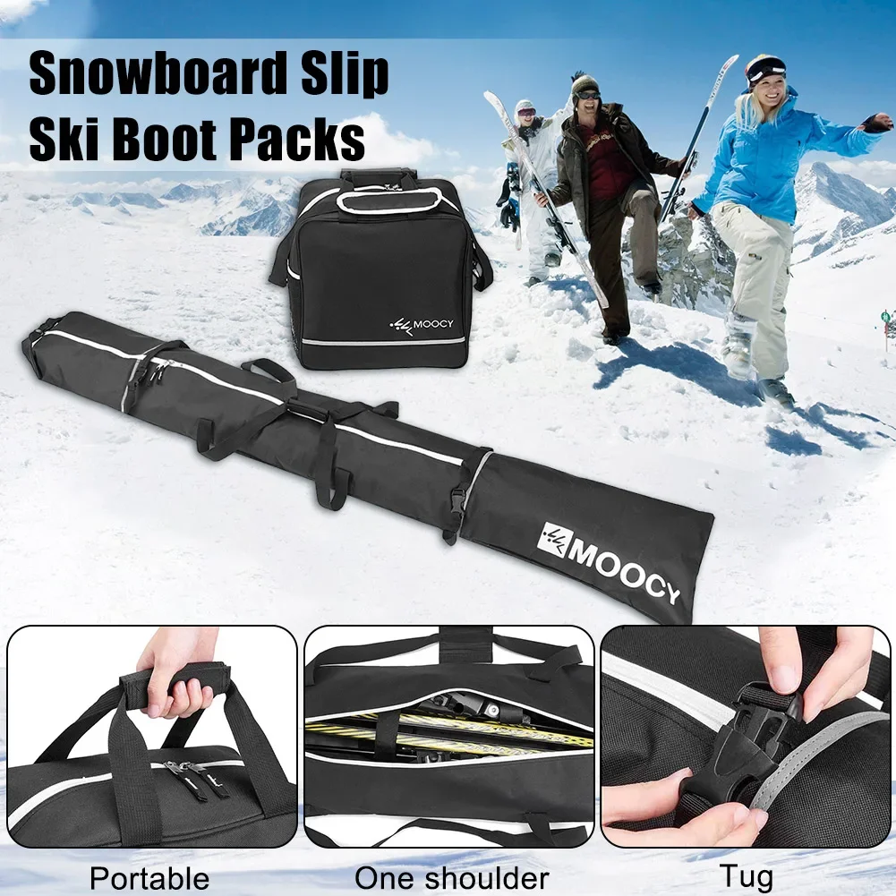 2 Pcs Ski Set Waterproof Ski Duffle Bag & Boot Tote Set Padded Snowboard And Boot Storage Bag for Travel Fit Skis Up to 200 cm 3