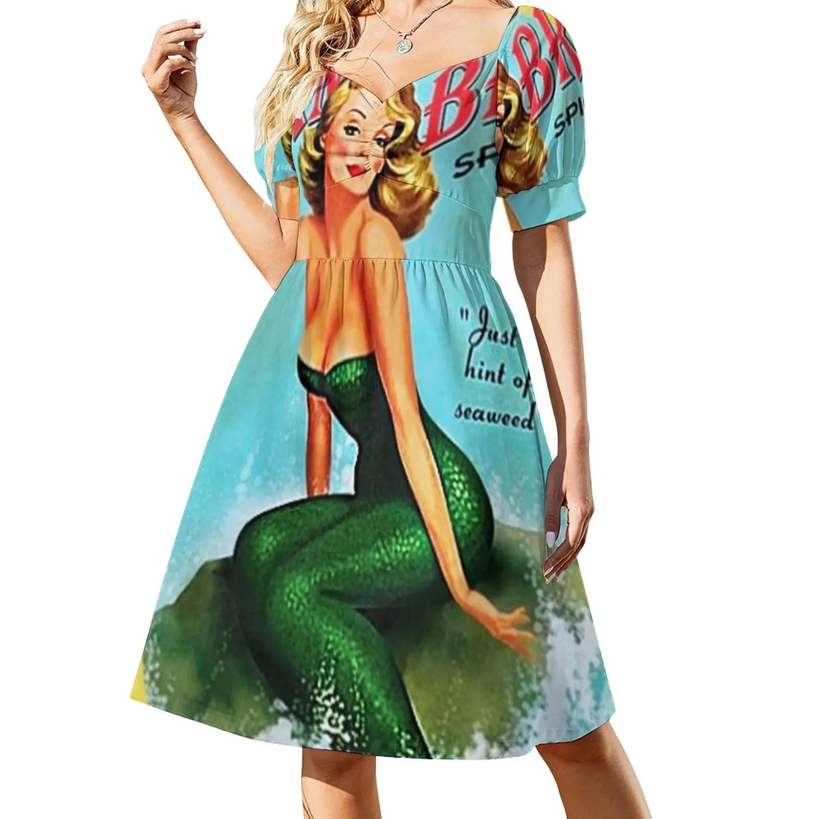 Vintage Mermaid Spiced Giamaicano Rum Litograph Wall Art Dress Summer Women'S Suit Summer Outfits For Women 2023