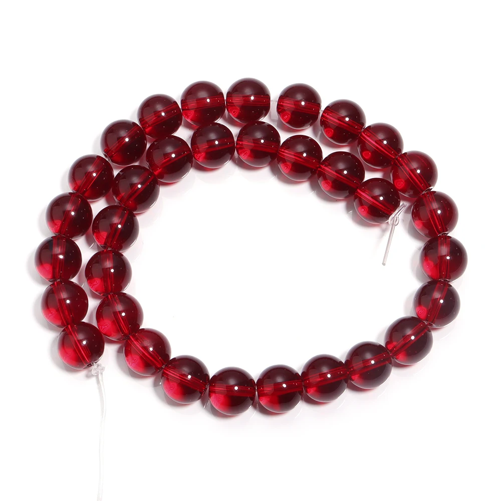 Pomegranate Red Glass Round Spacer Beads String 4