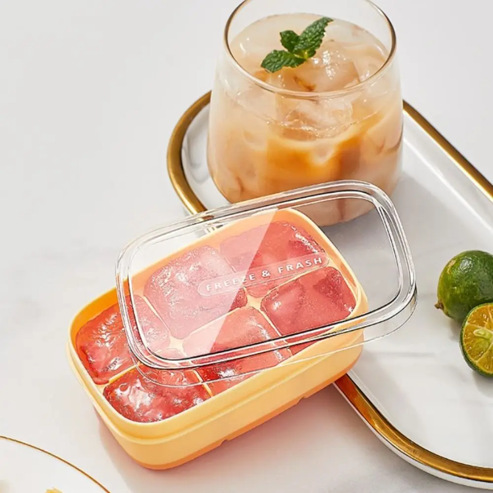 High Quality 6 Grids Ice Cube Mold with Lid Ice Maker Freezer Tray DIY Tools Easy To Release Cube Storage Box