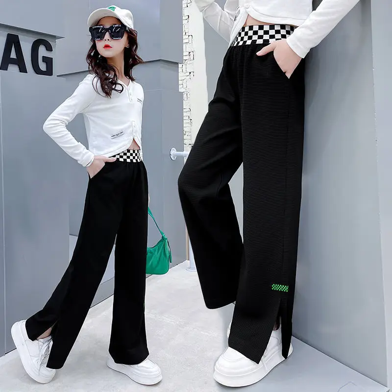 

Children Trousers For Girls Elastic Waist Solid Spring Summer Casual Pants Teenage Kids Clothing Long Pants 5 6 8 10 12 14 Years