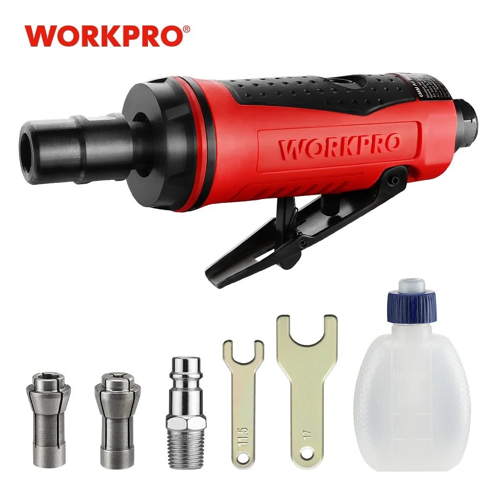 WORKPRO Air Die Grinder, 1/4-Inch Pneumatic Straight Die Grinder, Air-Powered Die Grinder for Grinding, Cutting, Polishing ect for 100 type angle grinder modified 6 3mm adapter to straight grinder chuck m10 thread grinding polishing cutting abrasive tools