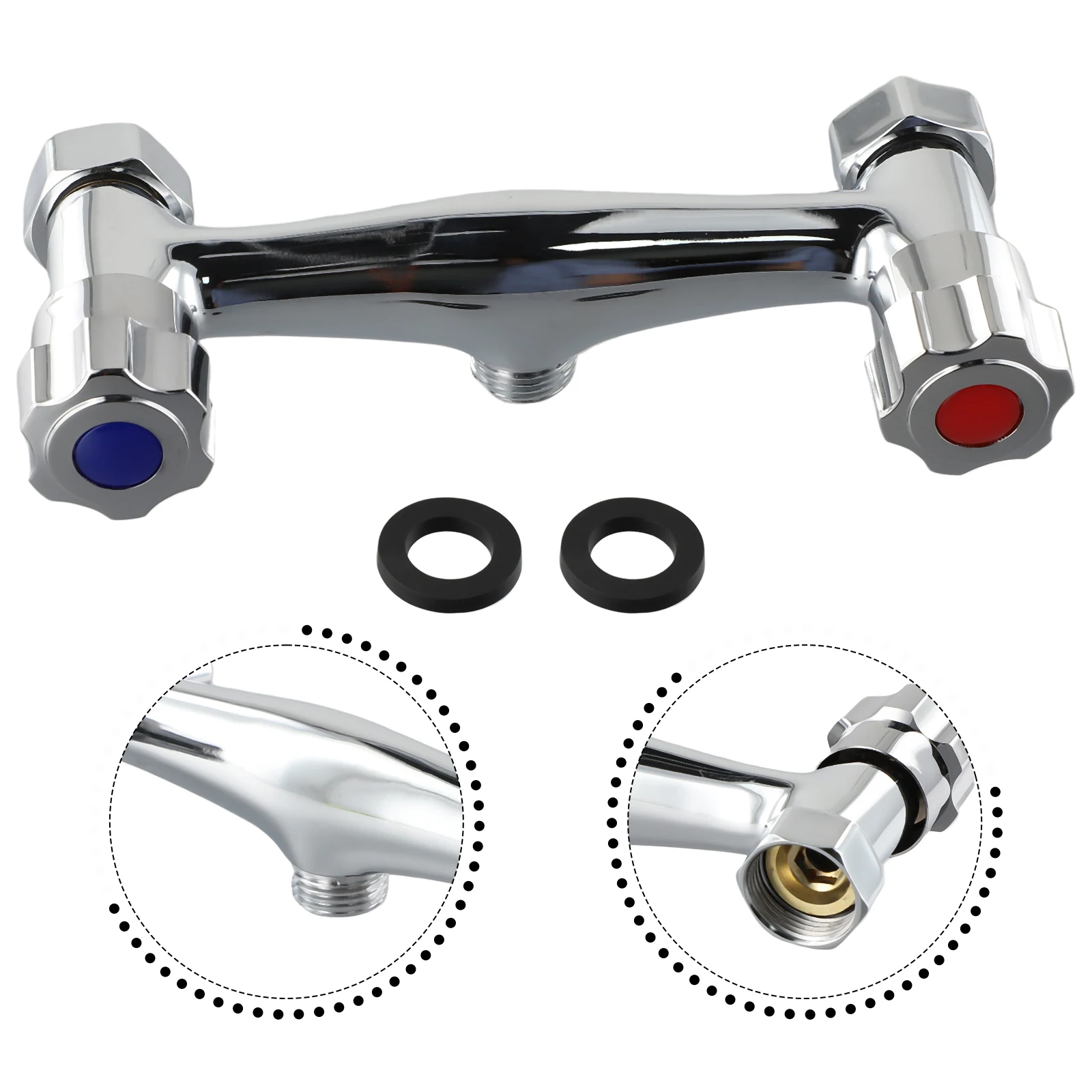 

Shower Heads Mixer Valve Bathroom Accesories Easy To Assemble Twin Outlet Anti-reflux Hot And Cool Water Bathroom Shower