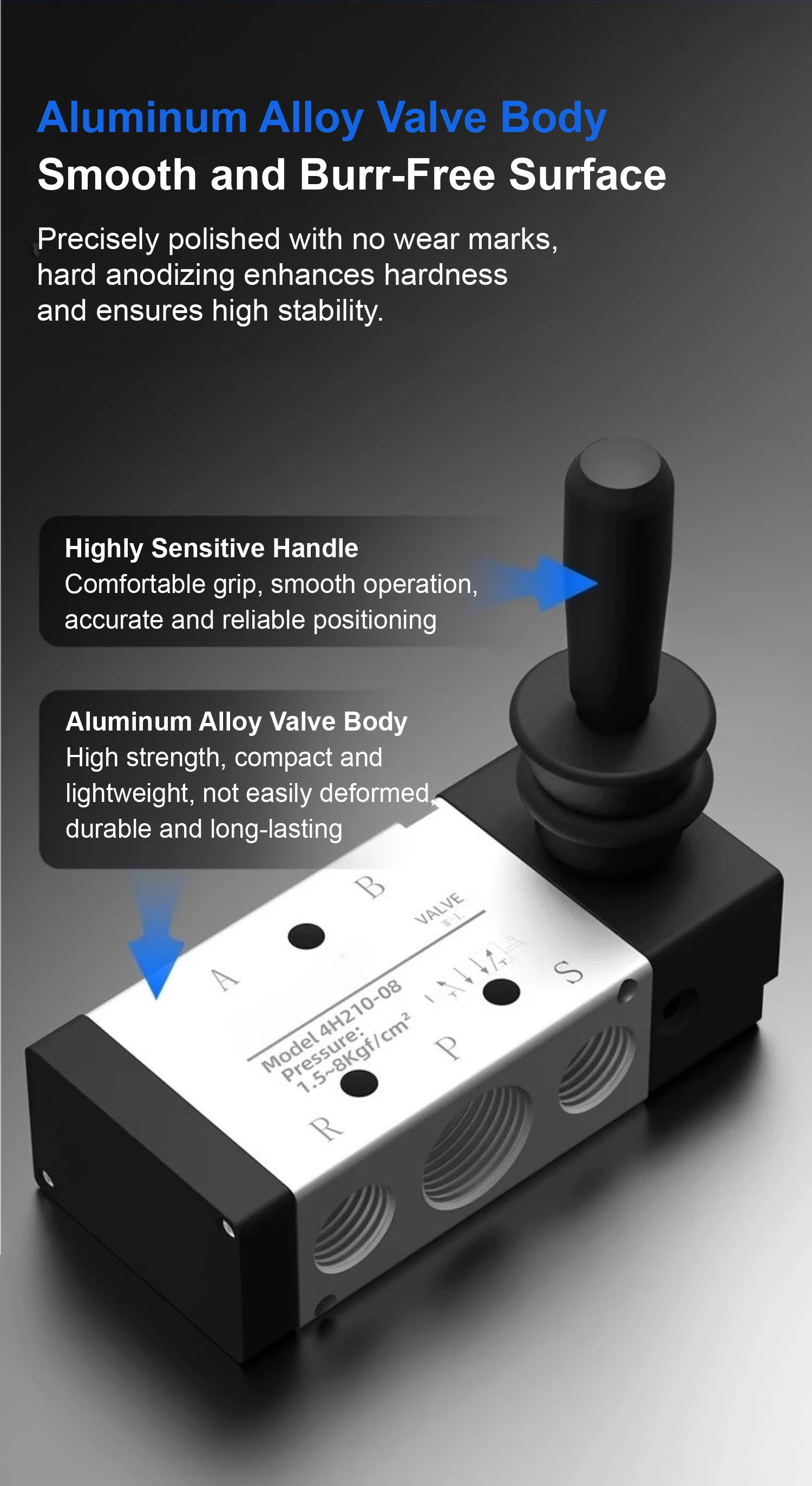 4H210-08/4R210-08 Pneumatic Manual Directional Control Valve Hand Lever Air Swit
