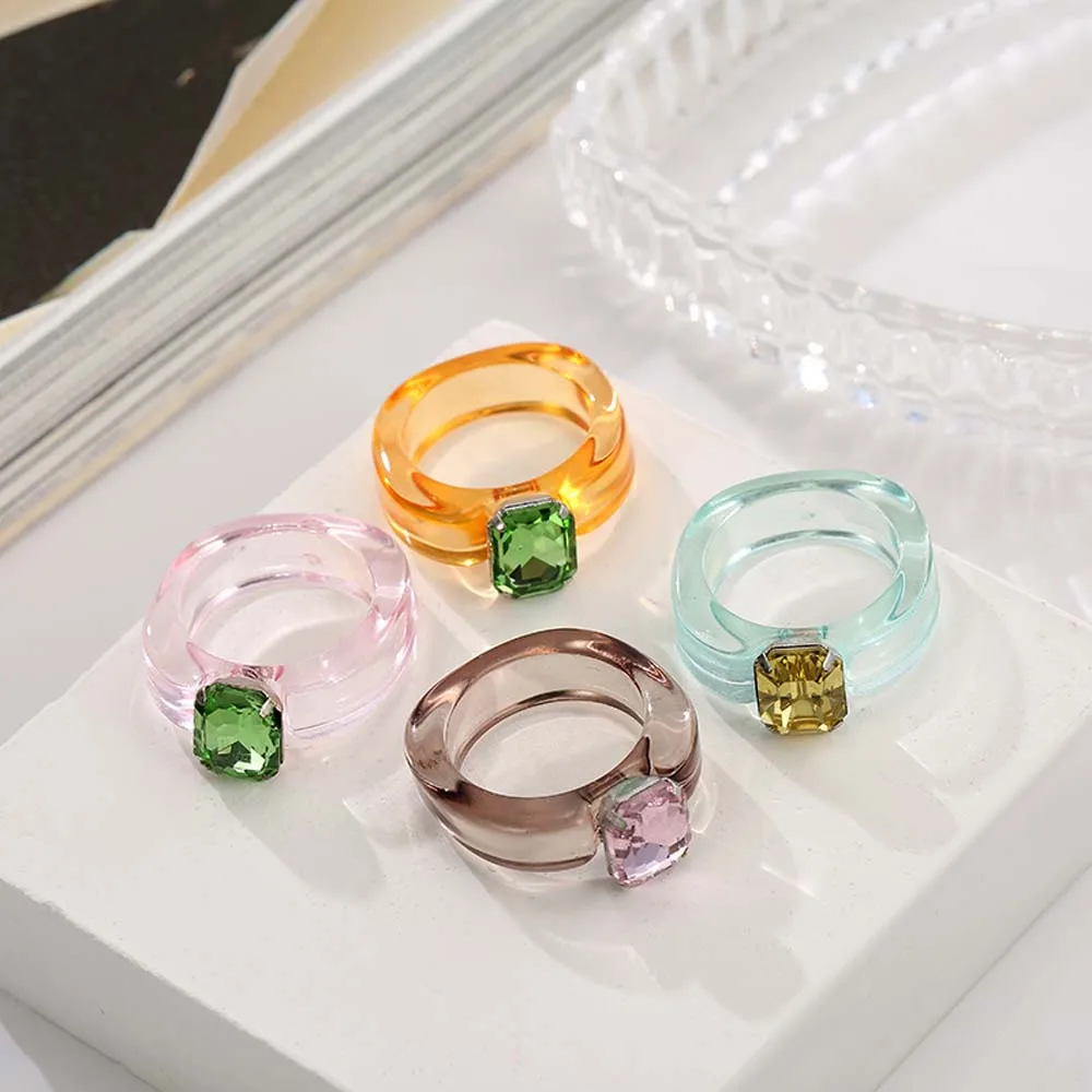 Damen Acryl Edelsteinring Modischer Hip-hop Schmuck_voghion.com