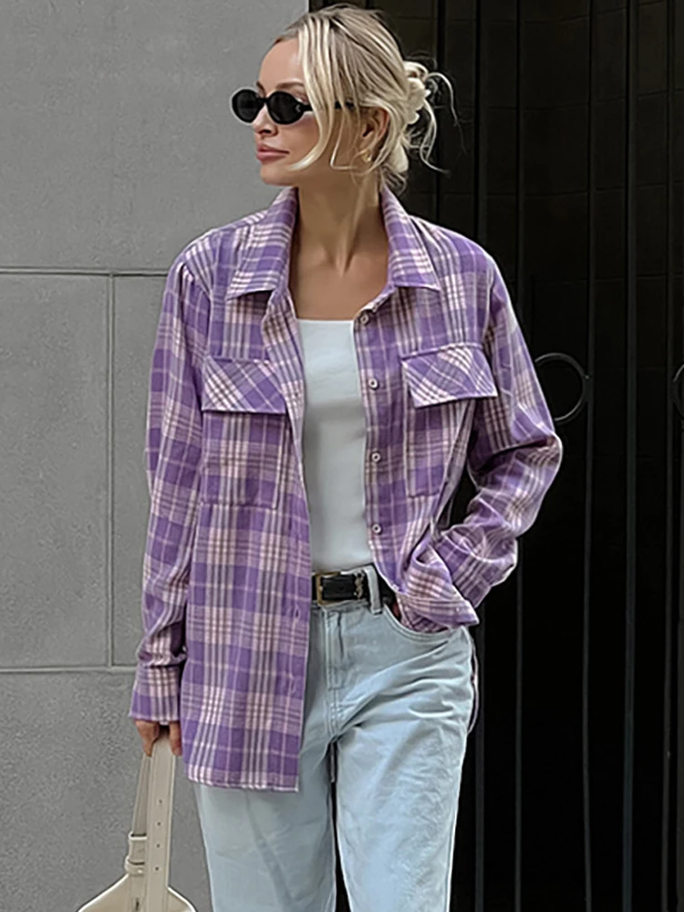 

Tossy Lapel Fashion Loose Shirts For Women Autumn 2023 Casual Patchwork Cardigan Long Sleeve High Street Contrast Blouse Coat