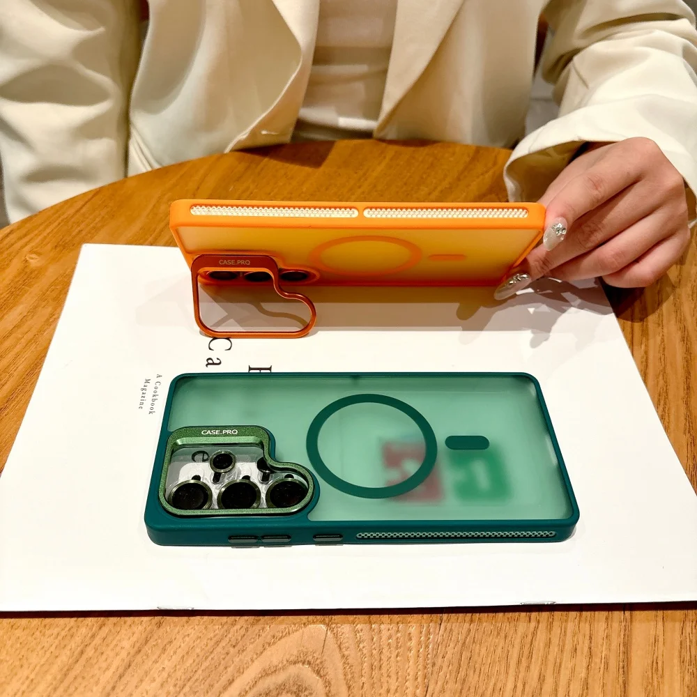Ultra Flip-Up Lens Holder Phone Case with Magnetic Cover and Glass Lens Film