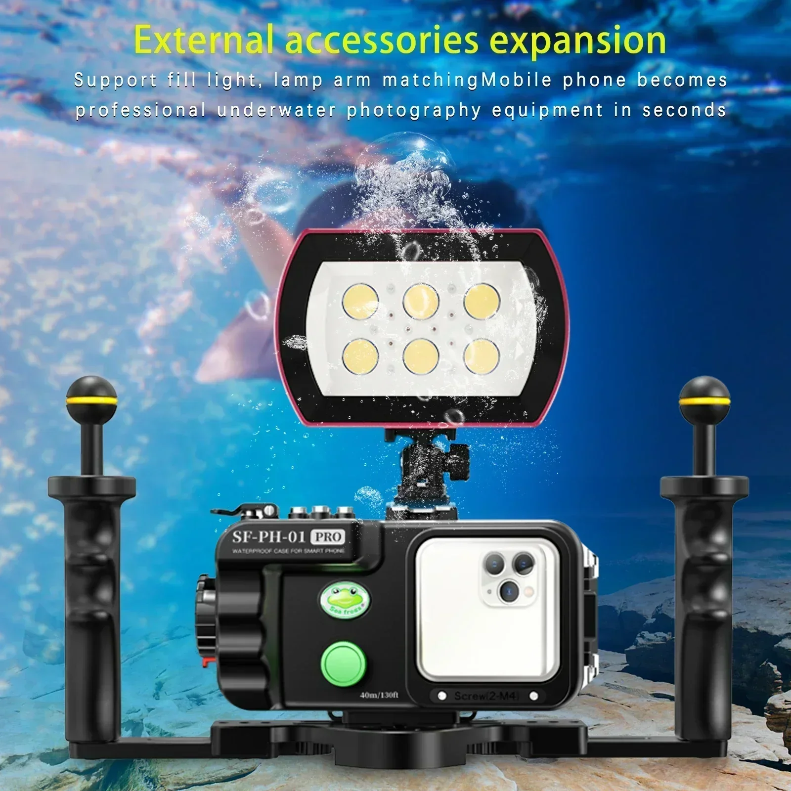 Seafrogs 40M Professional Diving Phone Case for HUAWEI Mate 60 50 P60 50 Pro Series Waterproof Cover for Xiaomi 14 13Ultra Redmi