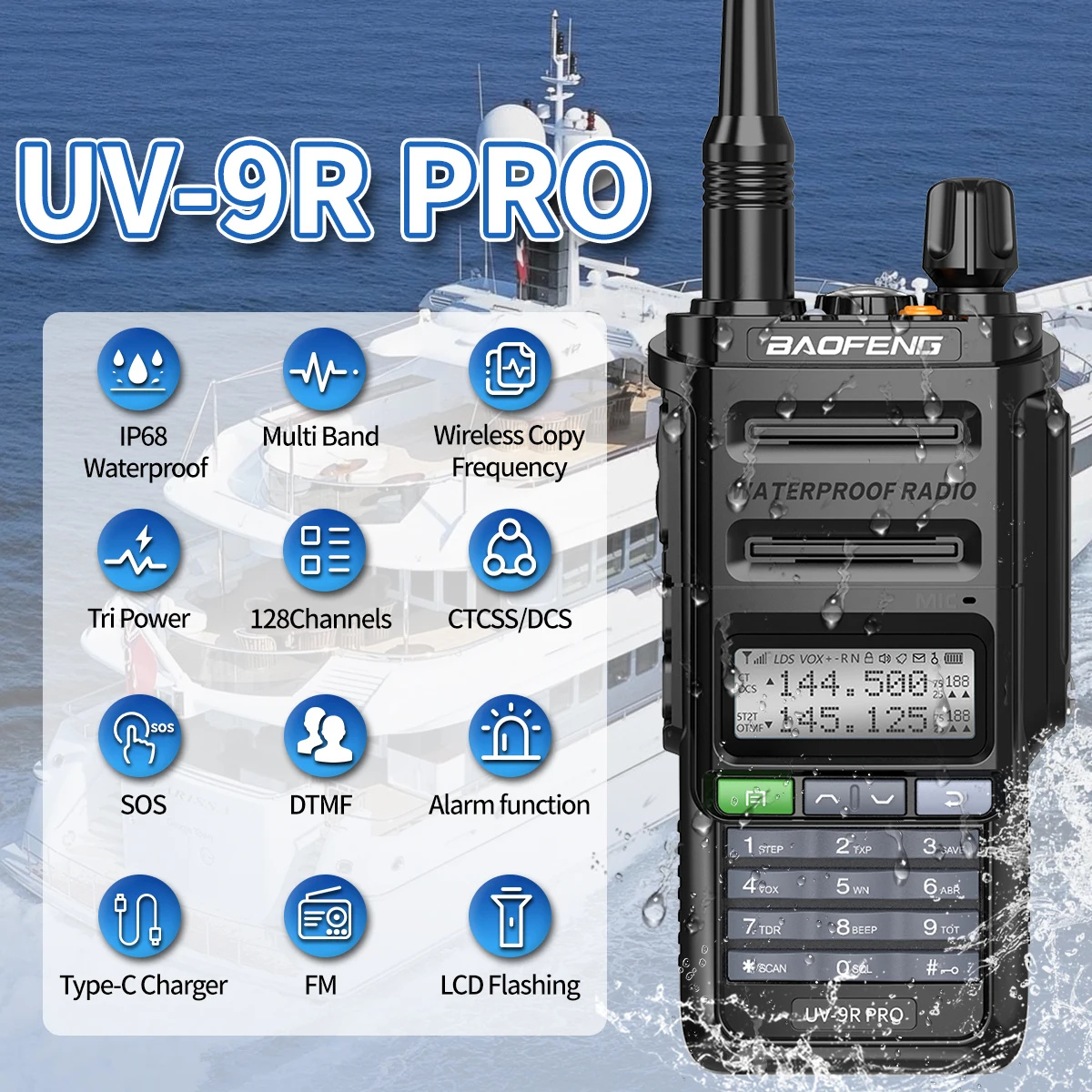 Baofeng UV-9R PRO マルチバンドトランシーバー トライパワー IP68 Baofeng UV-9R PRO マルチバンドトランシーバー トライパワー IP68