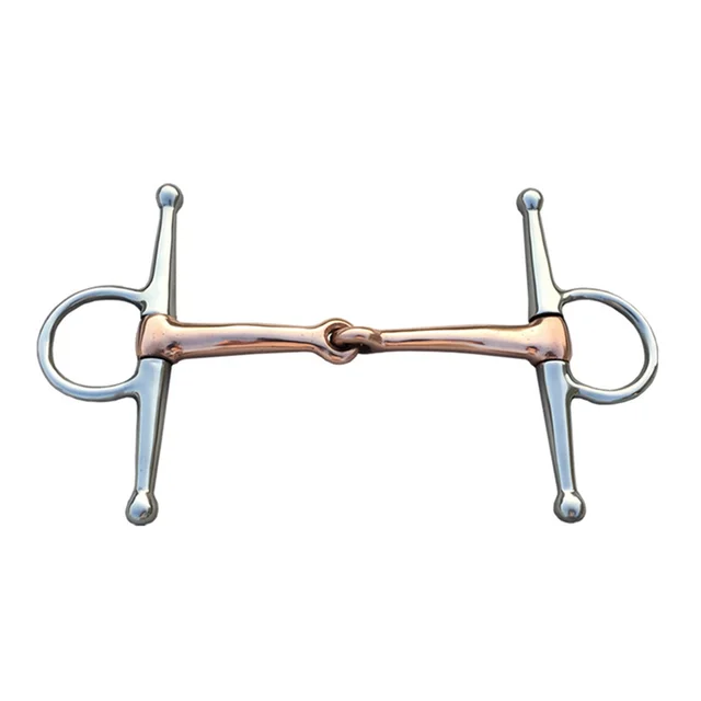 Full Cheek Stainless Steel Equestrian Flexible D Ring Loose Set Horse Bit Buckle Double Joint Copper Mouth 4