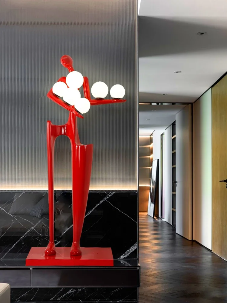 Welcome figure sculpture light luxury floor lamp furniture Hotel lobby exhibition hall abstract art humanoid floor decoration