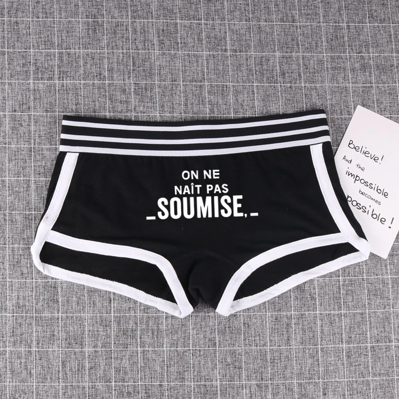 ON NE NAIT PAS SOUMISE Cotton Boyshorts Female Underwear Girls Gift Ladies  Boxer Shorts Panties Breathable Women's Intimates - AliExpress