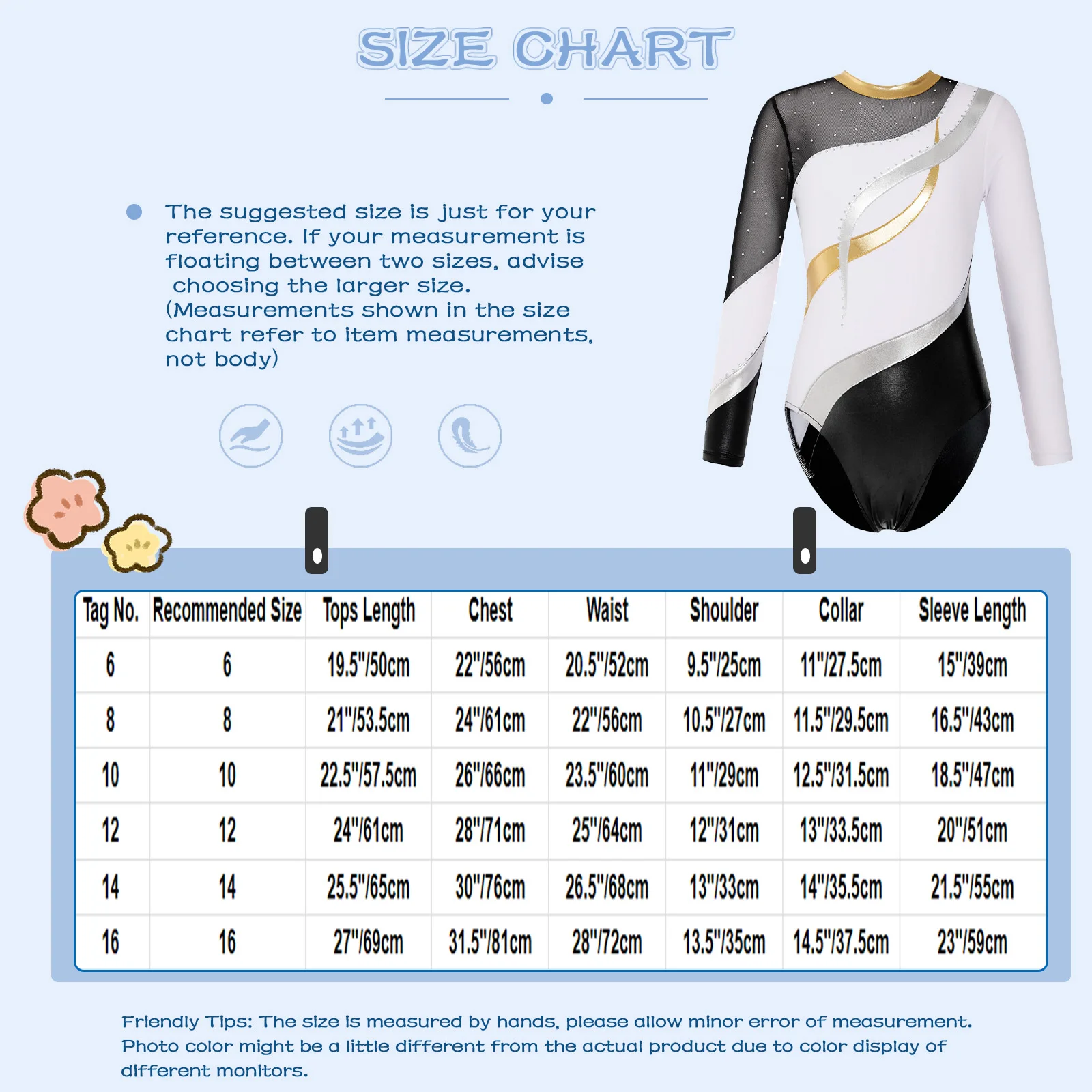 Girls Ballet Dance Leotard Gymnastics Jumpsuit Dancewear Kids 16 Teens Long Sleeve Patchwork Skating Bodysuit