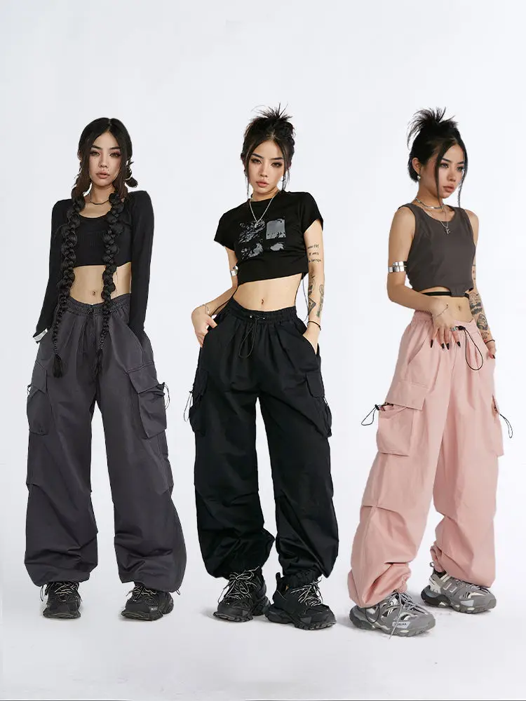 Baggy Cargo Parachute Pants Y2k Jogger Trousers Wide Leg Retro Old School  Hip Hop Casual Cargo Pants For Ladies Women Fall - AliExpress