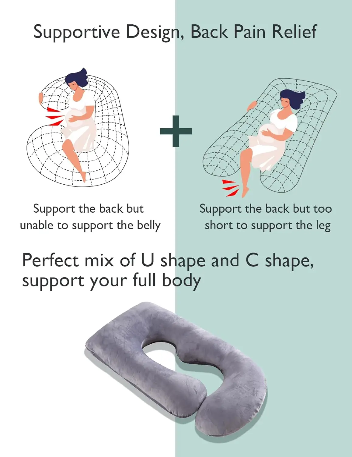 Momcozy Pregnancy Pillows for Sleeping, U Shaped Full Body Maternity Pillow with Removable Cover