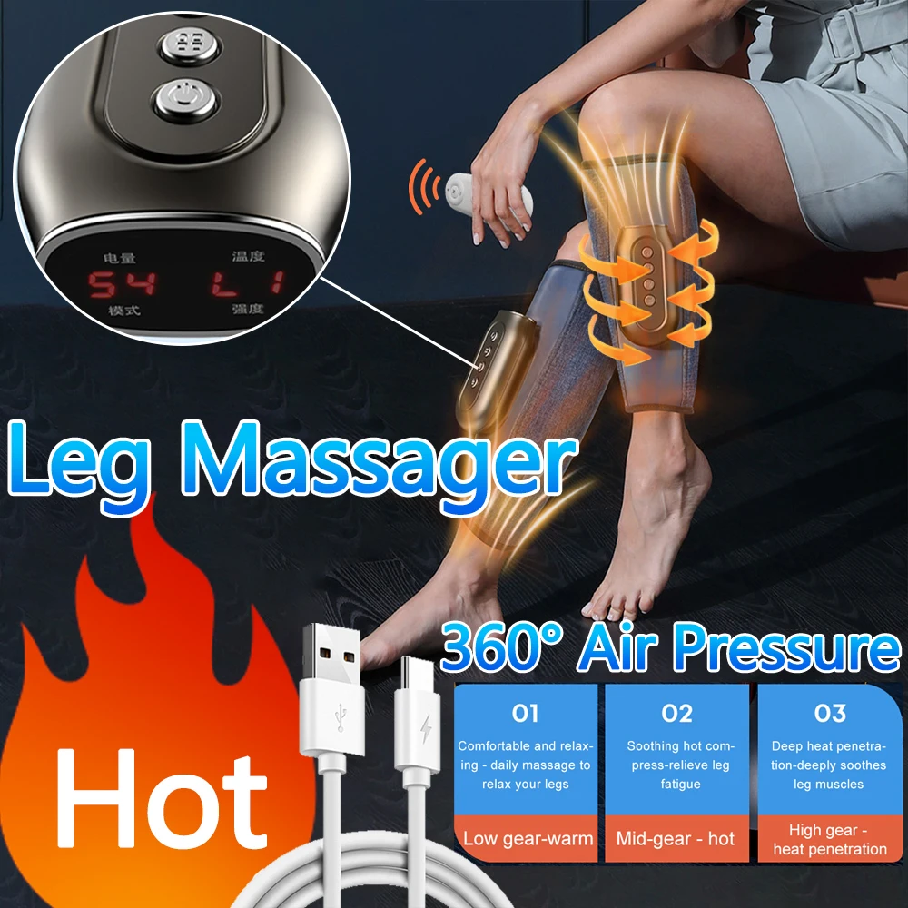 

Leg Massager Air Pressure Calf Massager Presotherapy Machine Household Massage Device Hot Compress Vibration Relax Legs Muscles