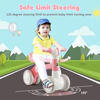 DORTALA Cute Baby Balance Bike 4 Wheels Childrens Bicycle Toddlers Riding Toy w/No Pedal Green/Pink/Yellow 4