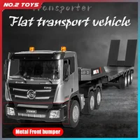 1/24 RC Trucks LED Lights Remote Control Semi-Hung Flat Truck 9CH Alloy Engineering RC Vehicles Electronic RC Car Model Boys Toy 2