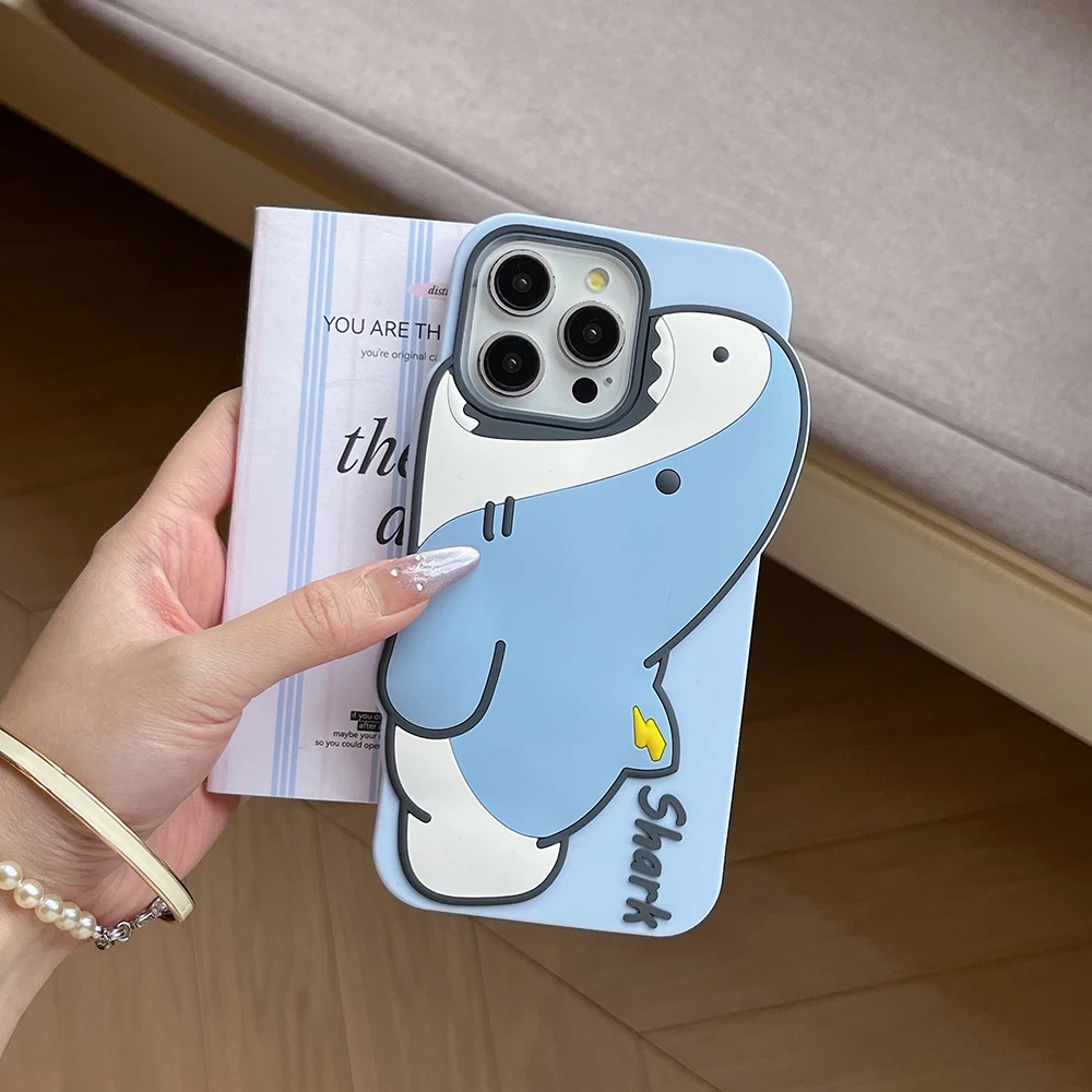 Kawaii Shark 3D Cartoon Shock-Proof Soft Silicone Phone Case