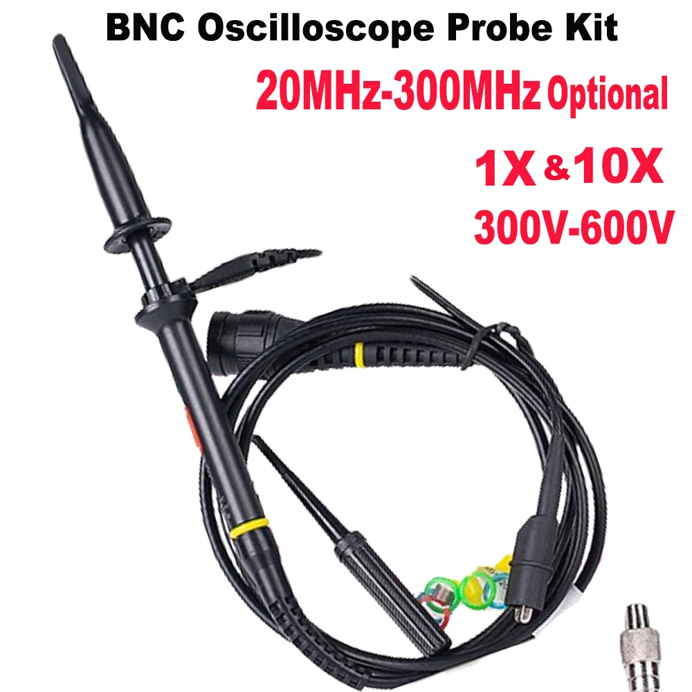 P6100/P7200/P7300 BNC Oscilloscope Probe Kit 100MHz 1X 10X Mayitr High Precision Scope Analyzer Alligator Clip Probes Test Leads