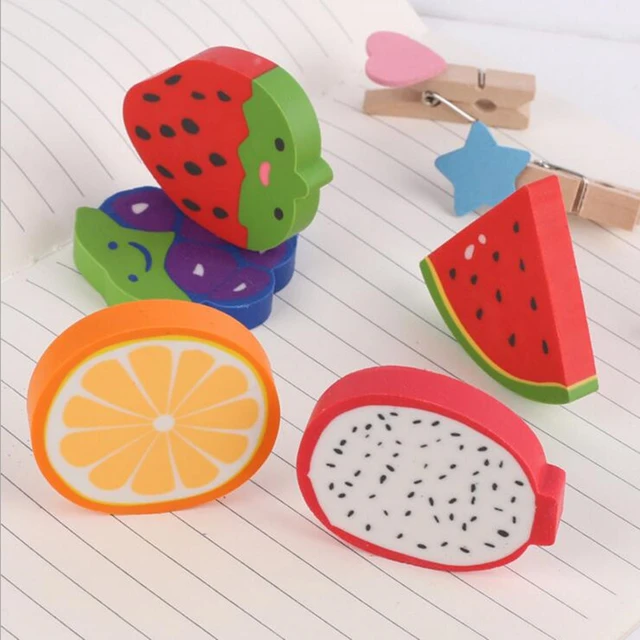 2Pcs Creative Fruit Erasers Kawaii Cartoon Cute Erasers Children Gift  School Stationery and Office Supplies Erasers for Kids - AliExpress