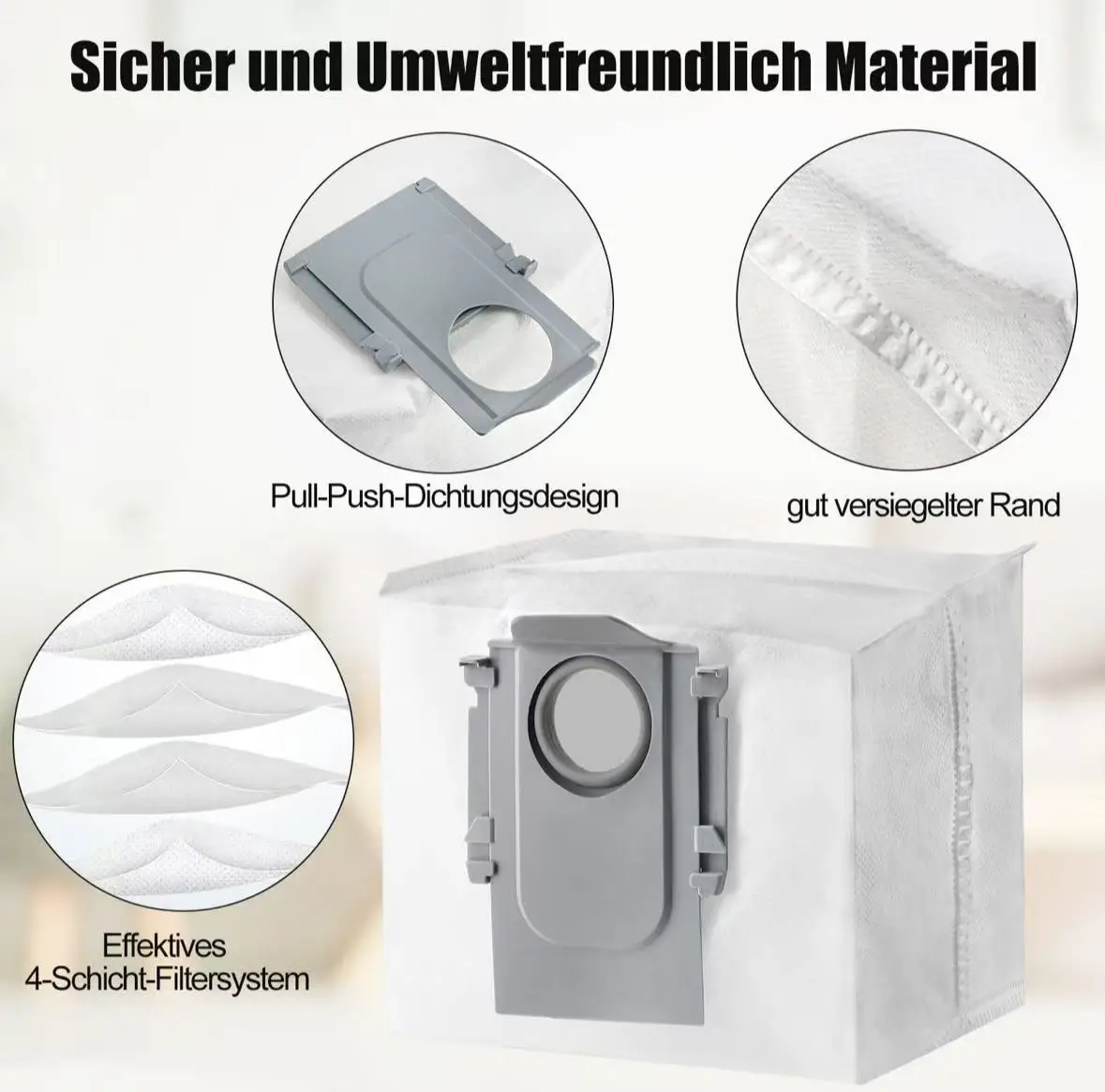 10 Sacchetti Per Aspirapolvere Roborock S8/S7/Q7 Series: Grande Capacità 3.6L E Filtrazione Avanzata - 5